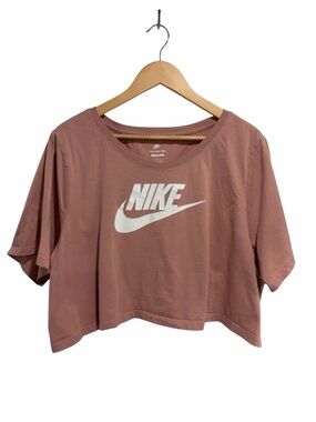 Nike Women's Short Sleeve Dusty Rose Cropped T-Shirt Cotton